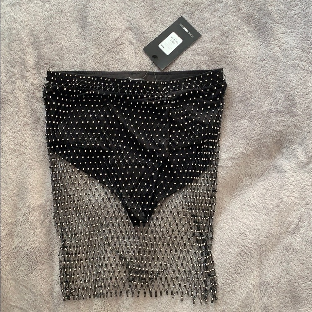 Beaded mesh skirt